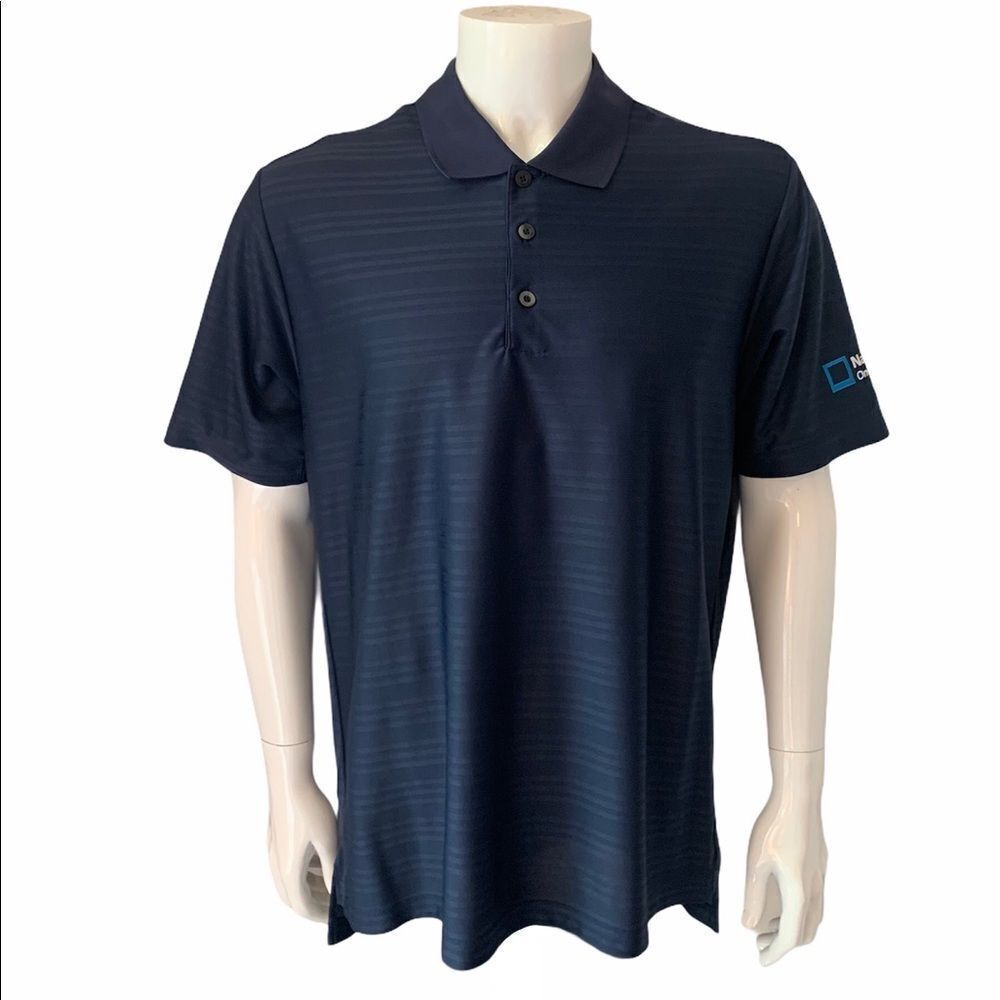 Adidas Golf Polo Mens Large Blue Climacool Nationwide Embroidered Collared Shirt